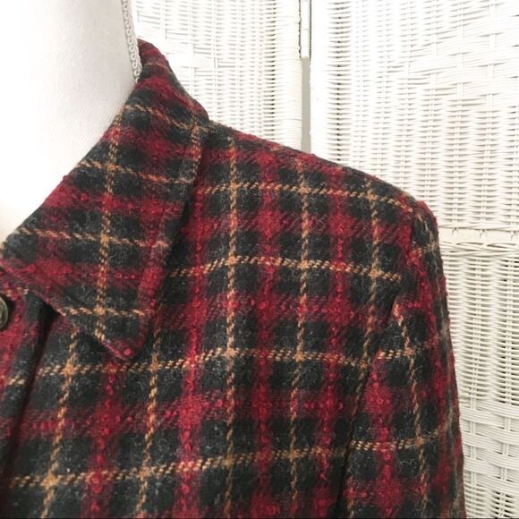 Vintage C&W Black Red Tweed Plaid Wool Preppy Blazer 12 - Picture 6 of 14